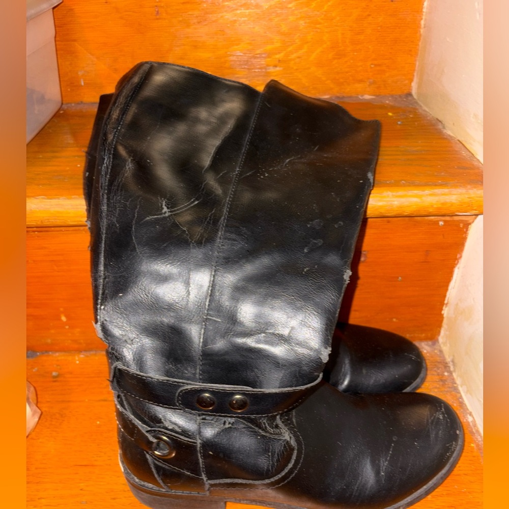 Black faux Leather Boots size 9 $10